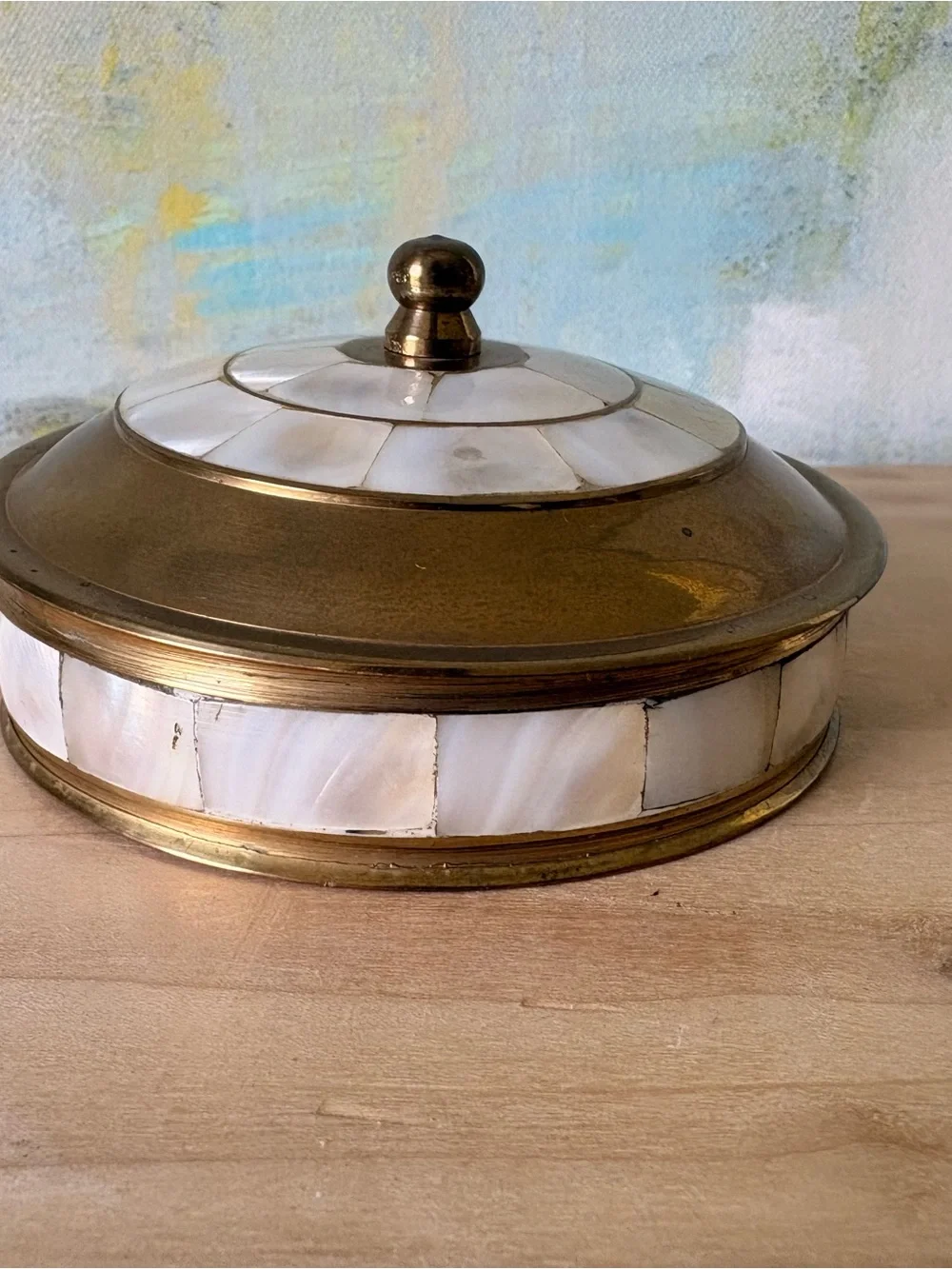 Vintage Brass and Mother-of-Pearl Trinket Box
